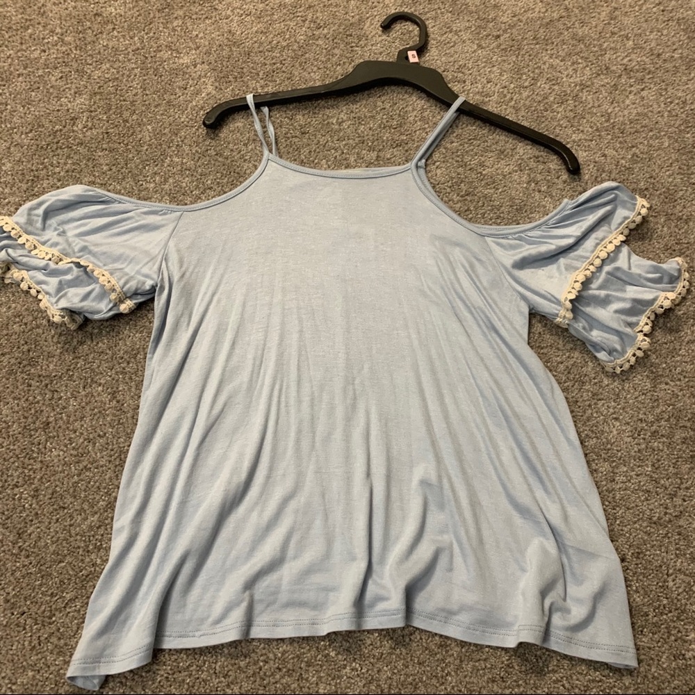 Charlotte Russe Baby blue cold shoulder loose top